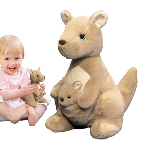 Känguru Gefülltes Tier - Flauschiges -Spielzeug, Taschenbaby Weichspielzeug | Plüschkangaroo Mama Mit Baby, Zoo Tierkissen Spielzeug, Kuschelige Puppe Für Kindergartendekor, Schlafenszeitkomfo Känguru Gefülltes Tier - Flauschiges -Spielzeug, Taschenbaby Weichspielzeug | Plüschkangaroo Mama Mit Baby, Zoo Tierkissen Spielzeug, Kuschelige Puppe Für Kindergartendekor, Schlafenszeitkomfo von Vitsrisea