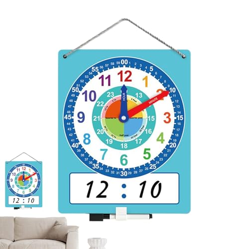 Lernuhr - Trockener Zeitpraxis -Werkzeug, Doppelseitiges Beschreibbares Uhr Gesicht | Hilfsmittel Für Kinder Zum Erlernen Von Zeit, Bildungsdiagramm Für Homeschooling, Klassenzimmer, Schülergebrauch Z Lernuhr - Trockener Zeitpraxis -Werkzeug, Doppelseitiges Beschreibbares Uhr Gesicht | Hilfsmittel Für Kinder Zum Erlernen Von Zeit, Bildungsdiagramm Für Homeschooling, Klassenzimmer, Schülergebrauch Z von Vitsrisea