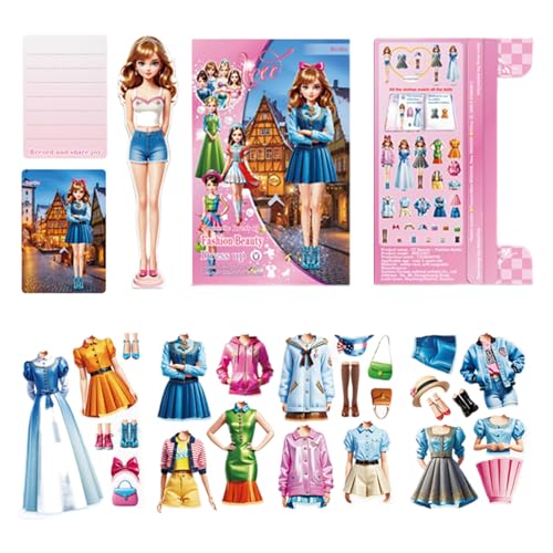Magnetisches Puppen-Ankleideset – Kreatives magnetisches Outfit-Zubehörset für Kleinkinder | Wiederverwendbares Reise-Aktivitätsbuch, Anziehteile, pädagogisches Aufkleberspielzeug, Kindergeburtstag, W Magnetisches Puppen-Ankleideset – Kreatives magnetisches Outfit-Zubehörset für Kleinkinder | Wiederverwendbares Reise-Aktivitätsbuch, Anziehteile, pädagogisches Aufkleberspielzeug, Kindergeburtstag, W von Vitsrisea