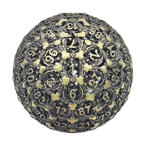 Metallpolyedrische Würfel - Hochleistungs -100 -seitige Rollenspiel Würfel, Präzision Fester Metall -RPG -Würfel | Einzigartiges Polyedrisches Fantasiewürfel, Hochpräzise -Tool Für Spieler, BRE von Vitsrisea