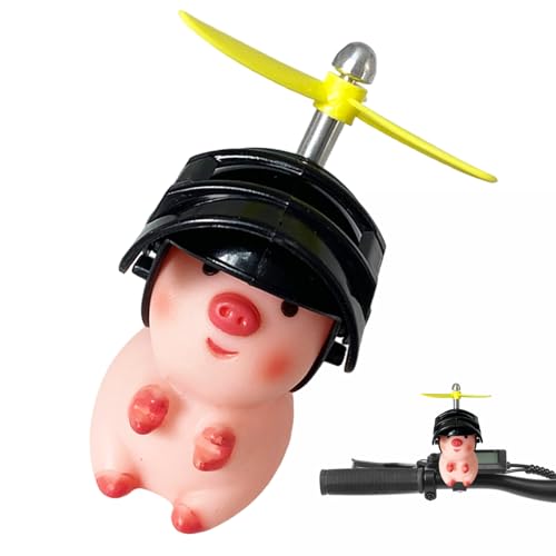 Motorrad -Lenkerspielzeug - Schweinehelmfigur Mit Drehendem Propeller, Entzückendes Tierfahrdekor | Netter Dashboard -Begleiter, Rollerverzier, Cycle Griff Für Fahrradliebhaber Und Kinder von Vitsrisea