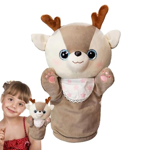 Plüsch -Handpuppen - Wildtierhirschhandschuh, Spricht Charakterspielzeug | Pelzige Fantasievolle Geschichte Puppe, Bewegliche Mundtierpuppe Für Rollenspiele, Kreativer Geschichtenerzählen, Eltern -Kin von Vitsrisea