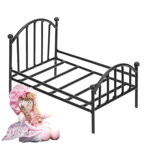 Puppenhaus Miniaturbett - Vintage -Metallspielzeugbett, Dekorative Puppenhausmöbel | Einzelbettrahmen, Klassisches Puppenschlafzimmerzubehör Für Kinderzimmer, Spielhaus, Hotel, Samml von Vitsrisea