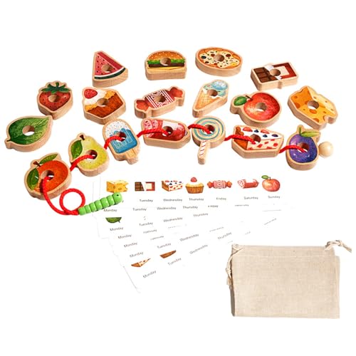 Schnürung Perlen - Kleinkind Perlen -Stringspiel, Sensorische Entwicklung Thread Toys | Hölzerne Fruchtform -Schnürung Kit, Sortier- Und Musterperlen Für Kinder Im Vorschulkinder Frühe Bildungs von Vitsrisea