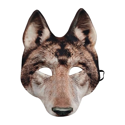 Wolf Masque - Realistische Tiergesichtsmaske, Gruselige Halloween -Kostümabdeckung | Full Head Wolf Cosplay Masquerade Maske, Gruselige Karneval Kostüm Party Accessoire Für Frauen Männer Erwachsene Th von Vitsrisea