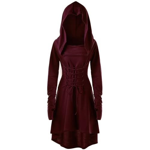 Viunychn Halloween Kostüm Kleid Damen - Gothic Kleidung Steampunk Hexenkostüm Mittelalter Kleid Mit Kapuze Langarm Kleider Renaissance Cosplay Für Karneval Party S-4XL Viunychn Halloween Kostüm Kleid Damen - Gothic Kleidung Steampunk Hexenkostüm Mittelalter Kleid Mit Kapuze Langarm Kleider Renaissance Cosplay Für Karneval Party S-4XL von Viunychn