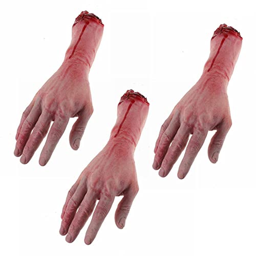 Viupolsor 3 x blutige Horror-Gruselrequisite, abgetrennte lebensgroße Arm-Hand, 22–23 cm von Viupolsor