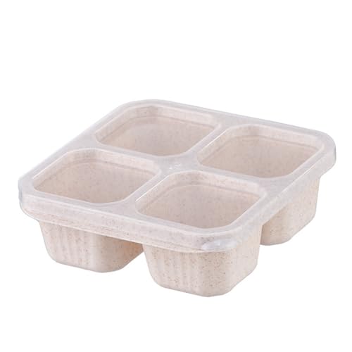 Viusneun 4 Stück Snack-Box, Wiederverwendbare Mahlzeiten Vorbereitung Lunchbehälter für Kinder und Erwachsene unterteilte Lebensmittelaufbewahrungsbehälter für Schule (Beige) von Viusneun