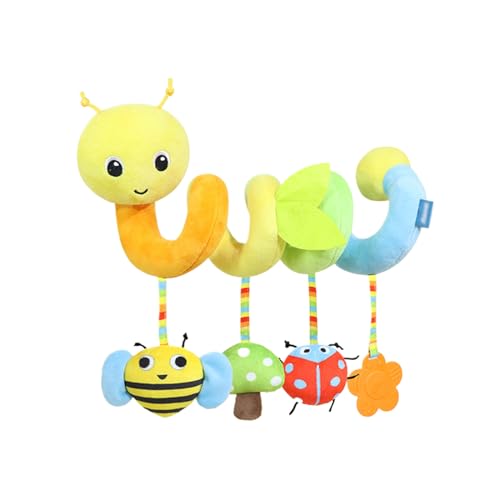 Viusneun Activity Spirale, Kinderwagenkette Spielzeug zum Fühlen und Greifen Babyspielzeug Kinderbett Plüsch Tier Spirale Aktivität Spielzeug für Babys und Kleinkinder ab 0+ Monaten (Bunte Raupe) von Viusneun
