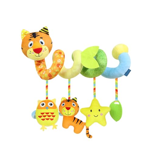 Viusneun Activity Spirale, Kinderwagenkette Spielzeug zum Fühlen und Greifen Babyspielzeug Kinderbett Plüsch Tier Spirale Aktivität Spielzeug für Babys und Kleinkinder ab 0+ Monaten (Bunte Tiger) von Viusneun