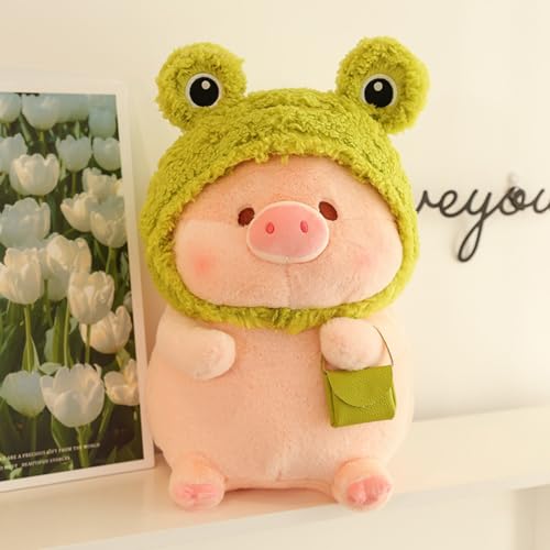 Viusneun Kuscheltier, Kurzer Plüsch Niedliches Schweinchen Plüschtier Weiches und Kuscheliges Rosa Stofftier Waschbares Plüschtier für Mädchen Jungen und Babys (Verwandelnder Frosch,30 cm) von Viusneun