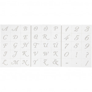 Schablone, Buchstaben & Zahlen, A5 15x21cm, H 20-30mm, 3 Stk von Viva Decor