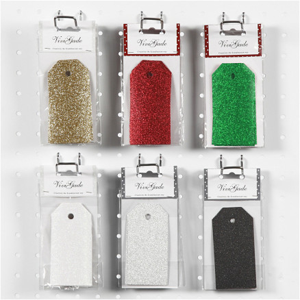 Geschenkanhänger, Größe 5x10 cm, Glitter, 300 g, 6x10 Pck/ 1 Pck Geschenkanhänger, Größe 5x10 cm, Glitter, 300 g, 6x10 Pck/ 1 Pck von Vivi Gade
