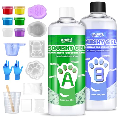 Silikon für Taba Squishy Kit, 1000 g schnell aushärtende Flüssigsilikon Squishy Maker mit 1:1 AB-Verhältnis, super weiche Silikon-Gummi-Bastelsets für Katzenpfoten, Snapper, DIY Stressabbau Geschenke Silikon für Taba Squishy Kit, 1000 g schnell aushärtende Flüssigsilikon Squishy Maker mit 1:1 AB-Verhältnis, super weiche Silikon-Gummi-Bastelsets für Katzenpfoten, Snapper, DIY Stressabbau Geschenke von Vividye