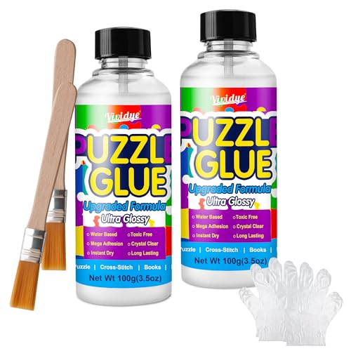 Vividye Puzzlekleber 200g, Puzzle Kleber Transparent mit Applikator, Puzzle Conserver für Befestigen und Aufhängen von Puzzles, Puzzlekleber für 1000/3000/5000 Teile, Wasserbasis ＆ Schnell Trocknend von Vividye
