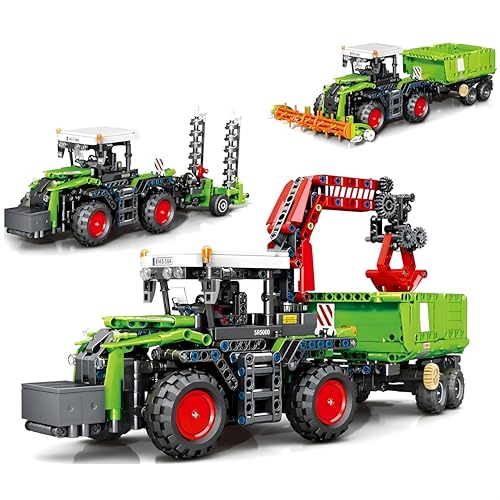 VizBrou 3-in-1 Mähdrescher Traktor Bausteine Bausatz, landwirtschaftliche Maschinen Modulares Baukasten Spielzeug für Wohnkultur, Kreatives DIY Modellbausatz für Kinder und Erwachsene ab 6 Jahren von VizBrou