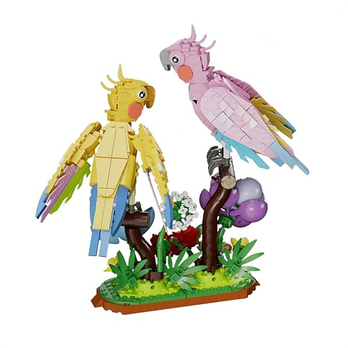 VizBrou Ara Papagei Bausteine Bausatz, 669 Teile Tiere Vögel & Pflanzen DIY Klemmbausteine, Botanische Liebesvögel, Geschenk für Erwachsene, Jungen & Mädchen ab 6 Jahren, Wohn & Bürodekoration von VizBrou