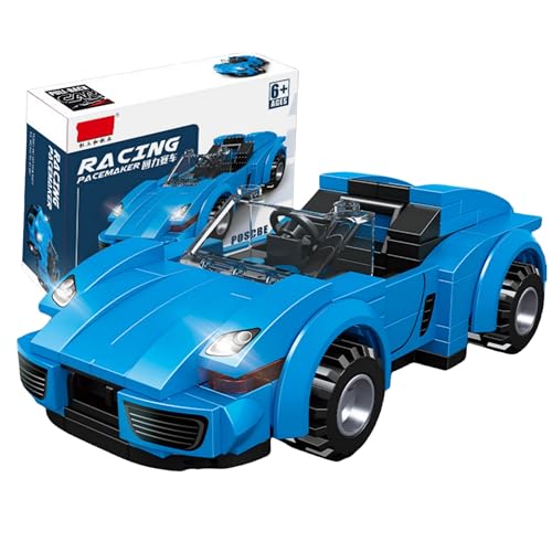 VizBrou Aufziehbarer Supercar Bausteine Bausatz, 126 Teile Technik Rennsport Supercar Spielzeug Modell, Speed Champion Sportwagen Sammlerfahrzeug Klemmbausteine für Erwachsene, Jungen ab 6 Jahren von VizBrou