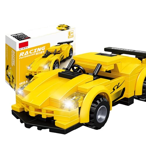 VizBrou Aufziehbarer Supercar Bausteine Bausatz, 127 Teile Technik Rennsport Supercar Spielzeug Modell, Speed Champion Sportwagen Sammlerfahrzeug Klemmbausteine für Erwachsene, Jungen ab 6 Jahren von VizBrou