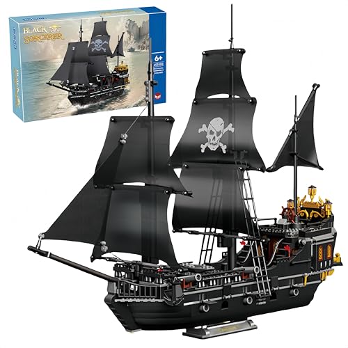 VizBrou Black Pearl Piratenschiff Bausteine Bausatz, 1424 Teile Mini Steine Titanic Schiff Modell Spielzeug, Schwarzer Zauberer Kreuzfahrtschiff Segelboot Spielzeug Geschenk für Erwachsene und Kinder von VizBrou