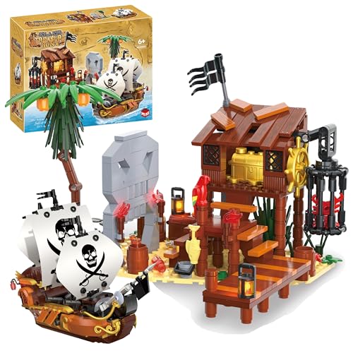 VizBrou Black Pearl Piratenschiff Bausteine Bausatz, 726 Teile Mini Steine Titanic Schiff Modell Spielzeug, Schwarzer Zauberer Kreuzfahrtschiff Segelboot Spielzeug Geschenk für Erwachsene und Kinder von VizBrou