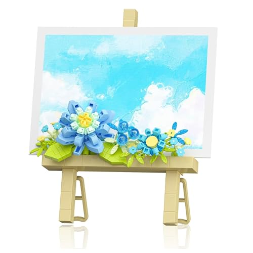 VizBrou Blumenstrauß Staffelei Bausteine Bausatz, 326 Teile Botanisch künstliche Pflanzen Mini Ziegelsteine Sammlung Spielzeug für Message Sticker mit Stand, Geschenk für Mädchen, Blau VizBrou Blumenstrauß Staffelei Bausteine Bausatz, 326 Teile Botanisch künstliche Pflanzen Mini Ziegelsteine Sammlung Spielzeug für Message Sticker mit Stand, Geschenk für Mädchen, Blau von VizBrou