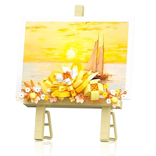 VizBrou Blumenstrauß Staffelei Bausteine Bausatz, 326 Teile Botanisch künstliche Pflanzen Mini Ziegelsteine Sammlung Spielzeug für Message Sticker mit Stand, Geschenk für Mädchen, Gelb VizBrou Blumenstrauß Staffelei Bausteine Bausatz, 326 Teile Botanisch künstliche Pflanzen Mini Ziegelsteine Sammlung Spielzeug für Message Sticker mit Stand, Geschenk für Mädchen, Gelb von VizBrou