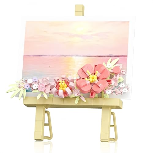 VizBrou Blumenstrauß Staffelei Bausteine Bausatz, 326 Teile Botanisch künstliche Pflanzen Mini Ziegelsteine Sammlung Spielzeug für Message Sticker mit Stand, Geschenk für Mädchen, Rosa VizBrou Blumenstrauß Staffelei Bausteine Bausatz, 326 Teile Botanisch künstliche Pflanzen Mini Ziegelsteine Sammlung Spielzeug für Message Sticker mit Stand, Geschenk für Mädchen, Rosa von VizBrou