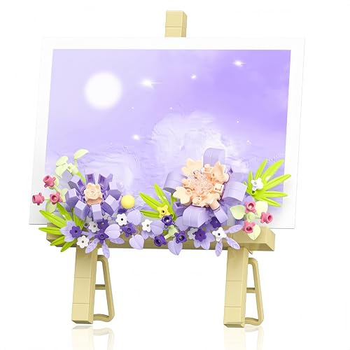 VizBrou Blumenstrauß Staffelei Bausteine Bausatz, 326 Teile Botanisch künstliche Pflanzen Mini Ziegelsteine Sammlung Spielzeug für Message Sticker mit Stand, Geschenk für Mädchen, Violett VizBrou Blumenstrauß Staffelei Bausteine Bausatz, 326 Teile Botanisch künstliche Pflanzen Mini Ziegelsteine Sammlung Spielzeug für Message Sticker mit Stand, Geschenk für Mädchen, Violett von VizBrou