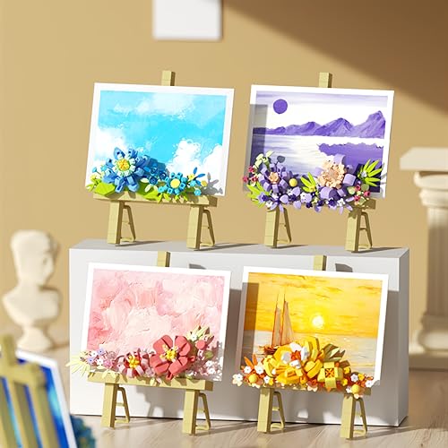 VizBrou Blumenstrauß Staffelei Bausteine Bausatz, 326 Teile Botanisch künstliche Pflanzen Mini Ziegelsteine Sammlung Spielzeug für Message Sticker mit Stand, Geschenk für Mädchen VizBrou Blumenstrauß Staffelei Bausteine Bausatz, 326 Teile Botanisch künstliche Pflanzen Mini Ziegelsteine Sammlung Spielzeug für Message Sticker mit Stand, Geschenk für Mädchen von VizBrou