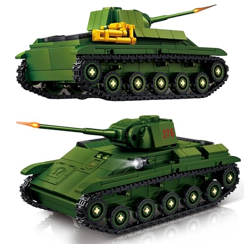 VizBrou Deutscher Militär-Panzer Bausteine Bausatz, Armee Leichter Lastwagen T-70 Konstruktionsbausatz, WWII Gepanzertes Fahrzeug Modellspielzeug Kreatives Geschenk für Kinder ab 6 Jahren, 553 Teile von VizBrou