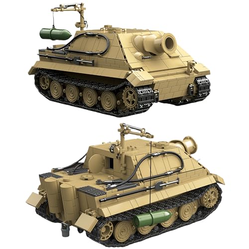 VizBrou Deutscher Militär-Panzer Bausteine Bausatz, Armeefahrzeug SturmTiger 38 cm Mörser WW2 Gepanzertes Fahrzeug Modellspielzeug, Kreatives Geschenk für Jungen, Erwachsene ab 6 Jahren, 1394 Teile von VizBrou