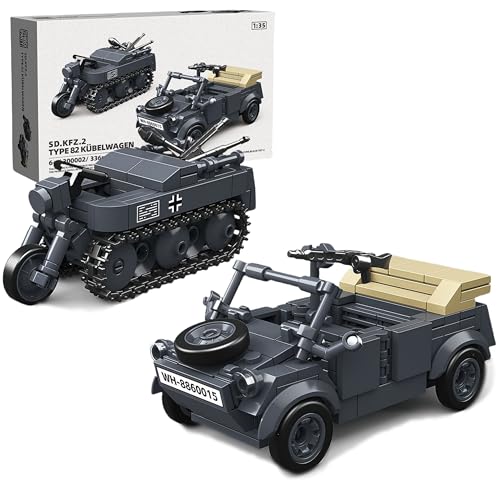 VizBrou Deutsches Militär Halbketten Motorrad Bausteine Bausatz, Armee Kübelwagen Bausatz Fahrzeug Gepanzertes Modell Spielzeug, Heim- & Bürodekoration, Geschenk für Kinder ab 6 Jahren, 336 Teile VizBrou Deutsches Militär Halbketten Motorrad Bausteine Bausatz, Armee Kübelwagen Bausatz Fahrzeug Gepanzertes Modell Spielzeug, Heim- & Bürodekoration, Geschenk für Kinder ab 6 Jahren, 336 Teile von VizBrou