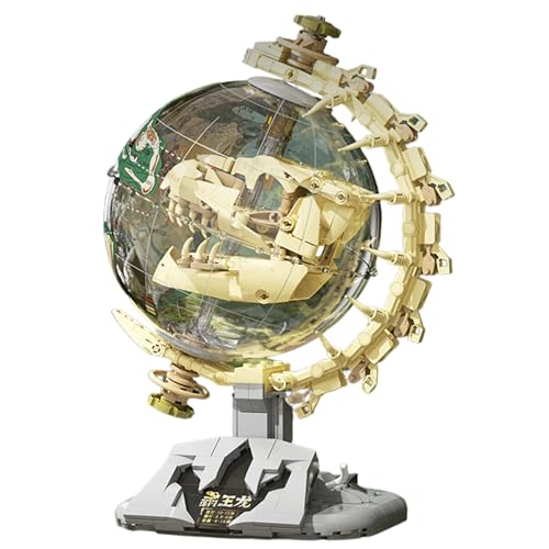 VizBrou Dinosaurier-Zeitalter Globus Bausteine Bausatz, 3D Klemmbausteine mit Drehbarem Modell, Lernspielzeug für Kinder & Erwachsene, Kreatives Deko Modell Spielzeug für Zuhause 500 Teile von VizBrou