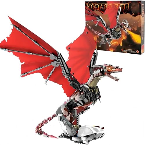 VizBrou Eisdrache Bausteine Bausatz, 1018 Teile Mythisches Drachen Modell STEM Spielzeug, Fantasie Tier Bausteinset zur Dekoration, Kreatives Geschenk für Jungen & Erwachsene ab 6 Jahren von VizBrou