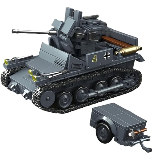 VizBrou Flakpanzer I Flugabwehrpanzer Tank Bausteine Bausatz, Armee Militär Sammelstück WWII Gepanzertes Fahrzeug Modellspielzeug, Kreatives Geschenk für Kinder ab 6 Jahren, 675 Teile von VizBrou