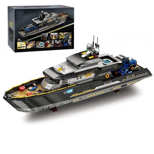VizBrou Luxus Yacht Bausteine Set, Großes Schiff Modell Bausatz mit Detailliertem Innenraum, Kreatives Modell Spielzeug für Jugendliche & Erwachsene ab 6 Jahren, Display Schiff Geschenk 4221 Teile von VizBrou