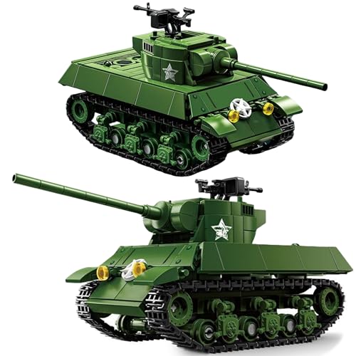 VizBrou M36 Jackson Panzerjäger Bausteine Bausatz, WWII US-Militärfahrzeug Modellbausatz, Gepanzertes Fahrzeug Modellspielzeug, Kreatives Geschenk für Kinder ab 6 Jahren, 553 Teile von VizBrou