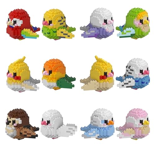 VizBrou Mini Papagei Bausteine Bausatz, 12er Pack Bunte Niedliche Vogel Baustein Spielzeuge, Kreative DIY Mikro Baustein Papageienfiguren für Kinder und Erwachsene, Lernspielzeug Geschenk, 2832 Teile VizBrou Mini Papagei Bausteine Bausatz, 12er Pack Bunte Niedliche Vogel Baustein Spielzeuge, Kreative DIY Mikro Baustein Papageienfiguren für Kinder und Erwachsene, Lernspielzeug Geschenk, 2832 Teile von VizBrou