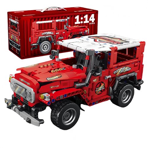 VizBrou Offroad Bausteine Bausatz, Geländewagen Technik Klemmbausteine, Geschwindigkeit Meister Geländewagen Spielzeug Home Dekoration Geschenke für Jungen, Kinder, Erwachsene, rot von VizBrou