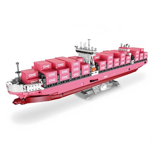VizBrou Pink ONE Containerschiff Bausteine Set, 1446 Teile Frachtschiff Modell Bausatz, DIY Lern-Bauset für Kinder & Erwachsene ab 6 Jahren, Kreatives Geschenk für Schiffsliebhaber & Sammler VizBrou Pink ONE Containerschiff Bausteine Set, 1446 Teile Frachtschiff Modell Bausatz, DIY Lern-Bauset für Kinder & Erwachsene ab 6 Jahren, Kreatives Geschenk für Schiffsliebhaber & Sammler von VizBrou