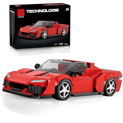VizBrou Rennwagen Bausteine Bausatz, 298 Teile Technik Supercar Modell zum Ausstellen, Speed Champion Sportwagen Konstruktions Spielzeug für Erwachsene und Jungen ab 6 Jahren von VizBrou