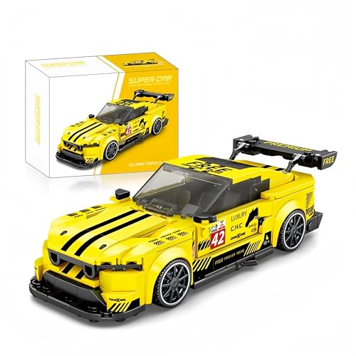 VizBrou Super Sportwagen Bausteine Set, Fordd Mustang GT3 Rennwagen Klemmbausteine Modell Bausatz, 390 Teile Speed and Champion Super Sportwagen, Kompatibel Spielzeug Geschenk für Erwachsene Kinder von VizBrou