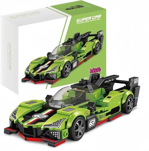VizBrou Super Sportwagen Bausteine Set, Le Manns Lamborghinii SC63 Retro Speed Champion Rennwagen Klemmbausteine Bausatz, 350 Teile Kompatibles LG Super Auto Modell Spielzeug für Erwachsene Kinder von VizBrou