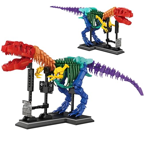 VizBrou T-Rex Dinosaurier Skelett Bausteine Bausatz, Jurassic Tyrannosaurus Rex Dino Skelett Knochen Bausatz, Tier Urzeit Fossil Modell Spielzeug für Jungen, Kinder und Erwachsene, 1572 Teile von VizBrou