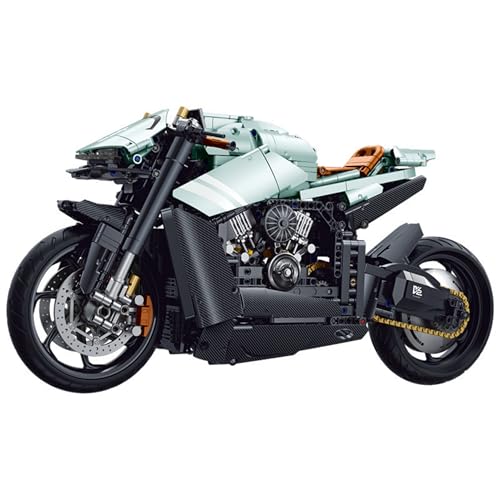 VizBrou Technik Motorrad Bausteine Bausatz, Maßstab 1:5 Konstruktions Spielzeug für Erwachsene und Jugendliche ab 6 Jahren, Superbike Ausstellungsmodell, kreatives Geschenk für Technikfans 1200 Teile von VizBrou