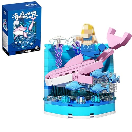VizBrou Unterwasserwelt Meerjungfrau Bausteine Set, 220 Teile Delfin Ozean Tiere DIY Konstruktionsspielzeug, Kreatives DIY Modellbausatz für Wohnkultur, Spielset für Kinder & Erwachsene ab 6 Jahren von VizBrou