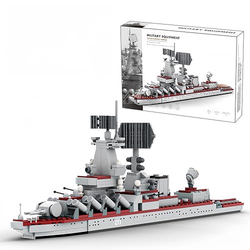 VizBrou Varyag Kreuzer Schlachtschiff Bausteine Bausatz, 396 Teile Militärisches Marine-Kriegsschiff Modellbausatz für Erwachsene, Kinder, Jungen ab 6 Jahren von VizBrou
