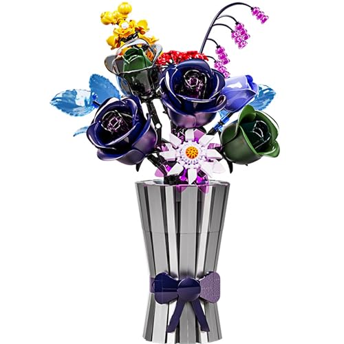 VizBrou Violetter Rosenstrauß Bausteine Bausatz, 982 Teile Künstliche Pflanzen Blumen Sammlung Set, Einzigartige Botanische Modell Spielzeuge als Deko für Geschenk zum Muttertag, Geburtstag VizBrou Violetter Rosenstrauß Bausteine Bausatz, 982 Teile Künstliche Pflanzen Blumen Sammlung Set, Einzigartige Botanische Modell Spielzeuge als Deko für Geschenk zum Muttertag, Geburtstag von VizBrou