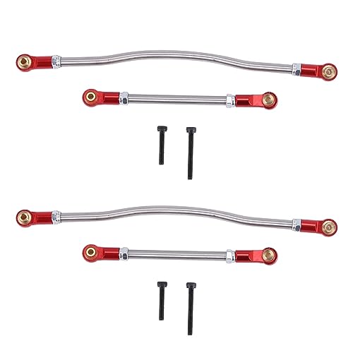 Vklopdsh 4 Stück Verstellbare Lenk Stange Metall Stangen Ende für 1/10 RC Crawler Auto Axial Capra 1.9 UTB AXI03004 Teile, Rot von Vklopdsh